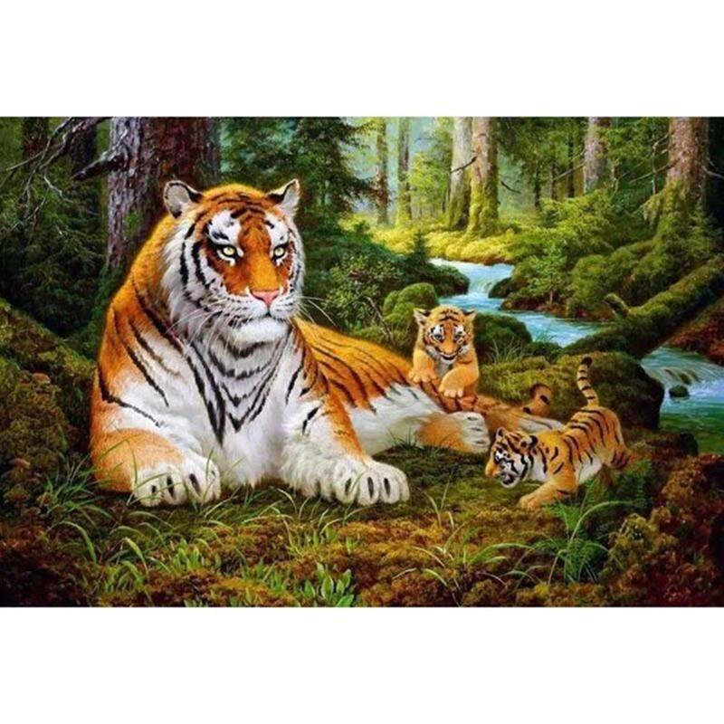 Tigress and her Cubs - DIY Painting By Numbers Kits