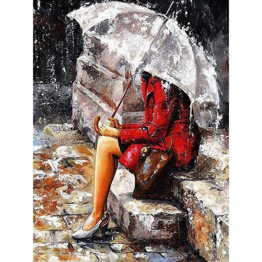 Lonely Woman in the Rain - DIY Painting By Numbers Kits