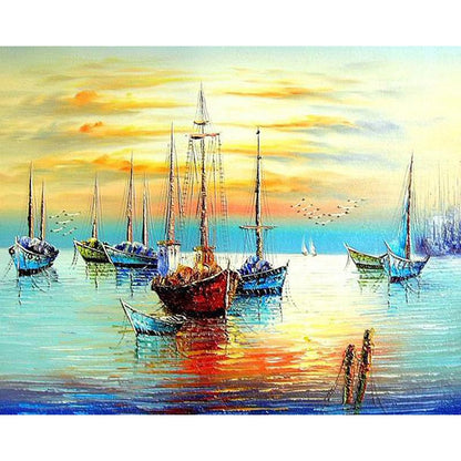 Ships At The Shore - DIY Painting By Numbers Kit