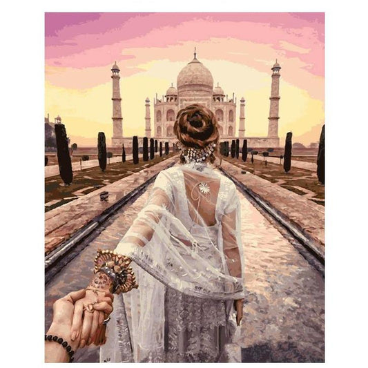 Holding Hands Taj Mahal - DIY Painting By Numbers Kits