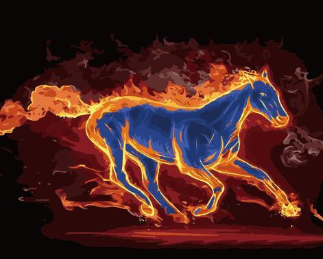 Abstract Horse On Fire - DIY Painting By Numbers Kit