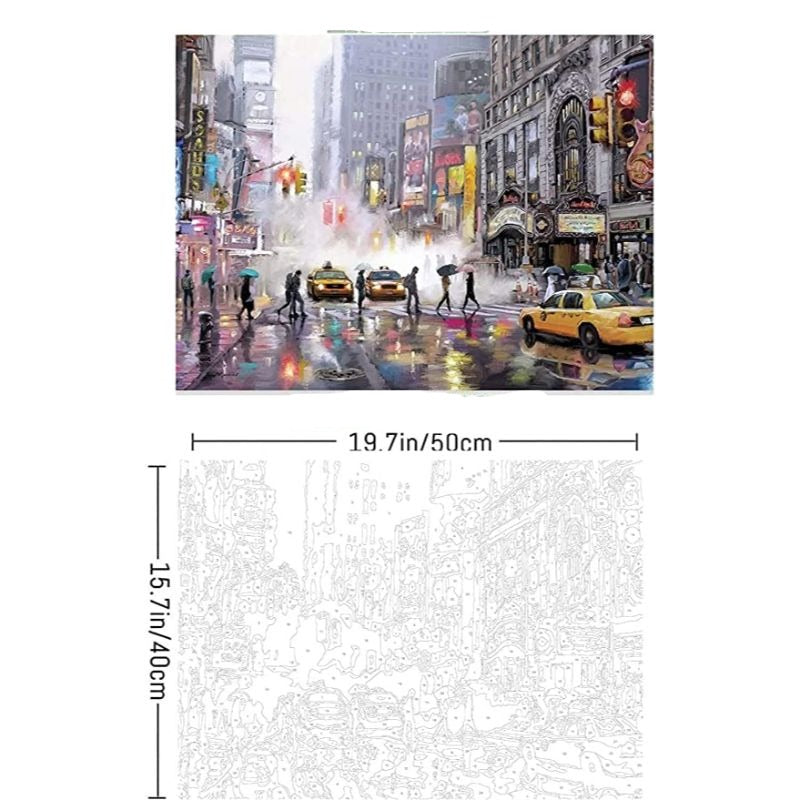 City Paint By Numbers For Adults Beginner, Times Square Paint By Number, Landscape Street Scenery, Manhattan Square Paint By Number View 16 X 20 Inch