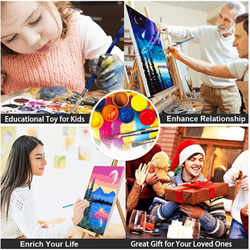 Framed 2 Pack Abstract Paint by Numbers for Adults Kids, DIY Oil Painting Set For Beginner, 10x10 Inch, Gifts For Men Women Children