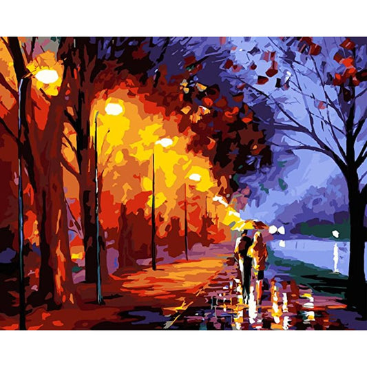 Paint by Number for Adults, City Paint by Number, Romantic Couple Painting by Numbers, Street Scenery Suitable for Home Wall Decoration 16x20 Inch