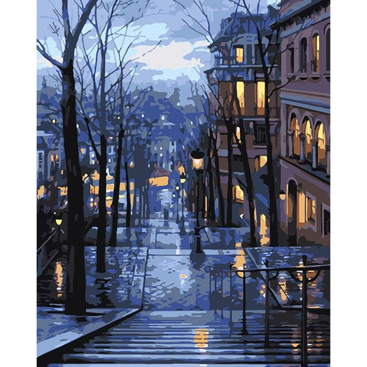 Paint by Number for Adults,City Paint by Number Night View Paint by Number, Street Scenery Paint by Number Suitable for Home Wall Decoration