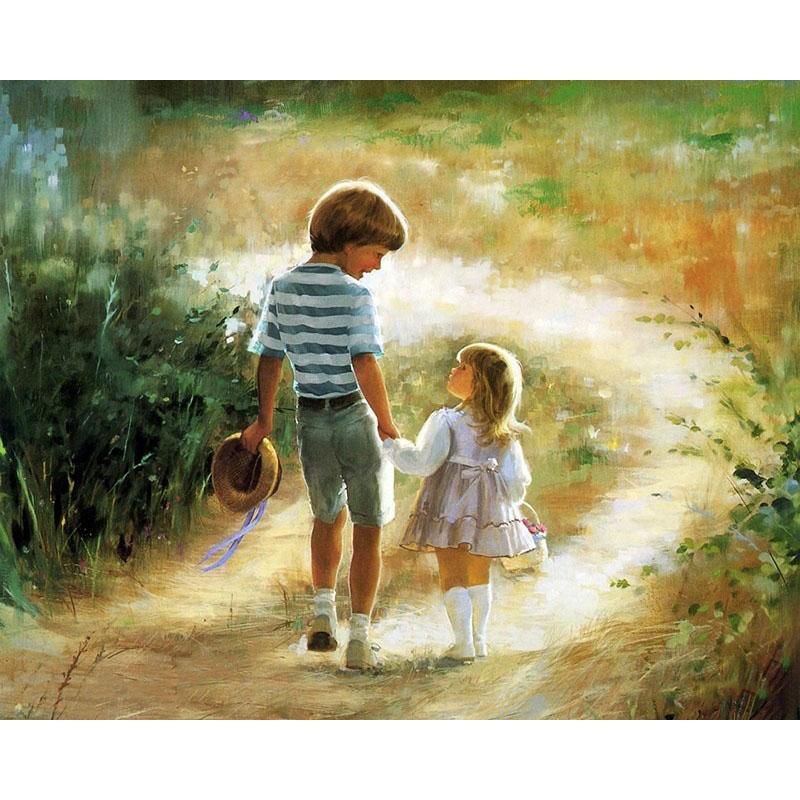 Brother And Sister Love - DIY Painting By Numbers Kit