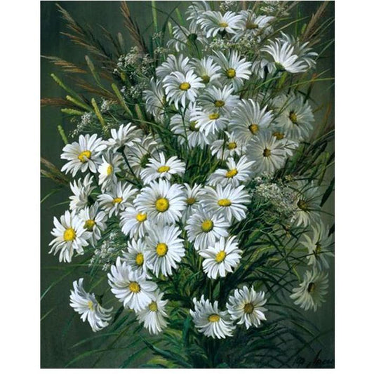 Beautiful White Daisies - DIY Painting By Numbers Kit