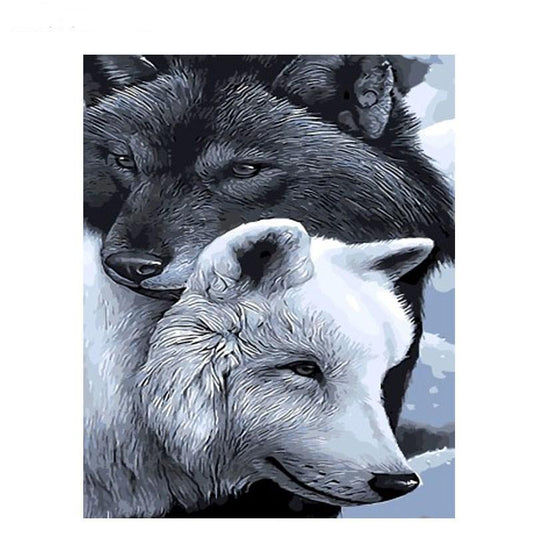 A Wolves Couple - DIY Painting By Numbers Kit