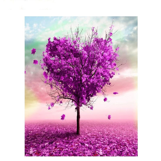 Purple Heart Tree - DIY Painting By Numbers Kit