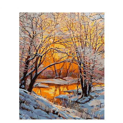 Lake In Winter - DIY Painting By Numbers Kit