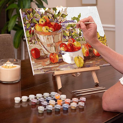 Beginner to Advanced Number Painting Kit - Fun DIY Adult Arts and Crafts - Kits Include Acrylic Paint, Brushes and Wood Easel (Apple Harvest)