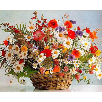 Multi Color Flower Basket - DIY Painting By Numbers Kit