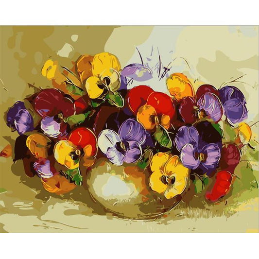 Colorful Flowers In Basket - DIY Painting By Numbers Kit