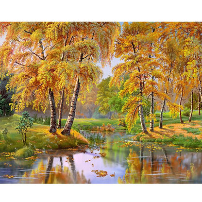 Autumn Lake Scene - DIY Painting By Numbers Kit