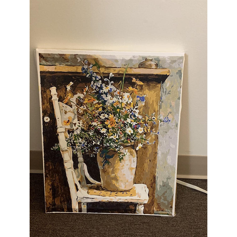 Paint By Numbers For Adults Beginners And Kids,16" Wx20 L Canvas Pictures Drawing Paintwork With 4 Pcs Wooden Paintbrushes, Acrylic Pigment Sunflowers