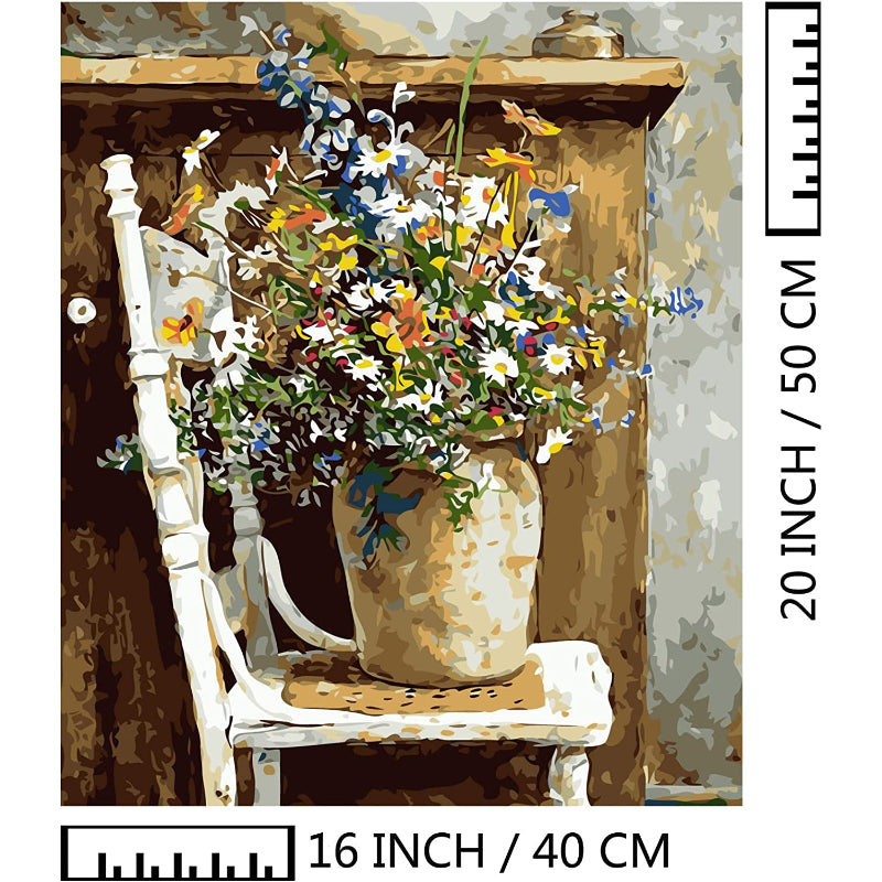 Paint By Numbers For Adults Beginners And Kids,16" Wx20 L Canvas Pictures Drawing Paintwork With 4 Pcs Wooden Paintbrushes, Acrylic Pigment Sunflowers