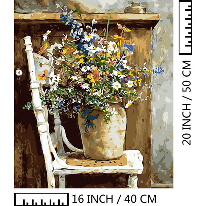 Paint By Numbers For Adults Beginners And Kids,16" Wx20 L Canvas Pictures Drawing Paintwork With 4 Pcs Wooden Paintbrushes, Acrylic Pigment Sunflowers