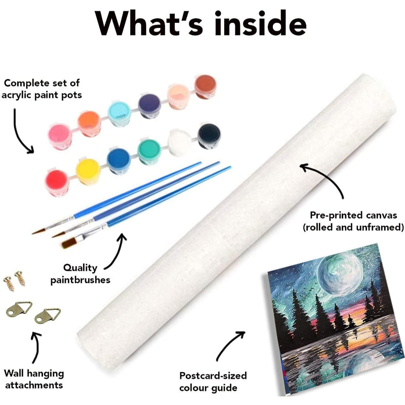 DIY Moon Oil Painting by Number for Adults Beginner, Painting by Numbers Kits for Adults Kids, Paint Kits Canvas Gifts Arts Crafts for Home Decor