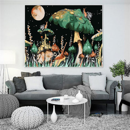 Paint by Number Moon Mushroom DIY Painting On Canvas Perfect for Paint by Numbers for Adults and Kids Students Beginner, for Home Wall Decor16x20 Inch