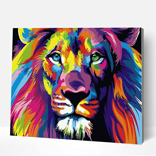 DIY Paint By Numbers Kit For Adults Kids Beginner With Frame, DIY Canvas Painting By Numbers For Home Decoration, Colorful Lion