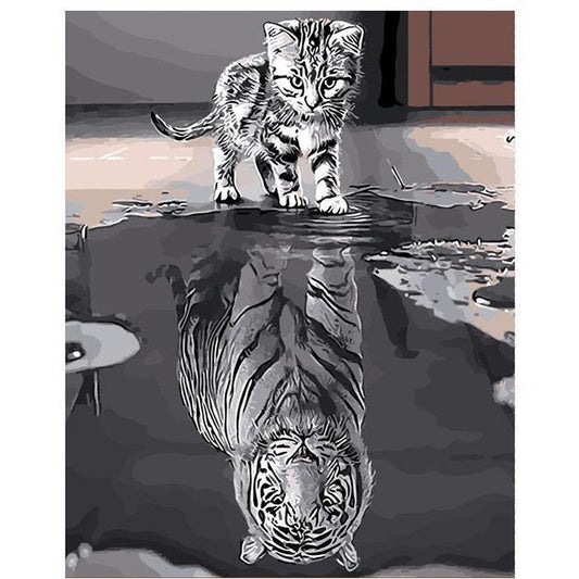 Reflection Cat Animals DIY Painting By Numbers Kit