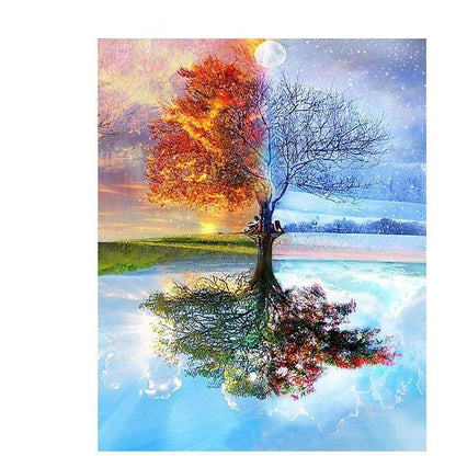 Four Seasons Tree Landscape DIY Painting By Numbers Kit